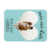 Türkisblaues Herz-Foto Hochzeit Sichern Sie das Da Magnet (Horizontal)