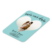 Türkisblaues Herz-Foto Hochzeit Sichern Sie das Da Magnet (Linke Seite)