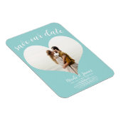 Türkisblaues Herz-Foto Hochzeit Sichern Sie das Da Magnet (Rechte Seite)