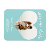 Türkisblaues Herz-Foto Hochzeit Sichern Sie das Da Magnet (Horizontal)