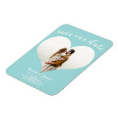 Türkisblaues Herz-Foto Hochzeit Sichern Sie das Da Magnet (Linke Seite)