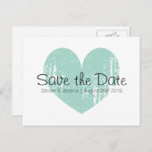 Türkisblaues Herz Save the Date Postkarten (Vorne/Hinten)