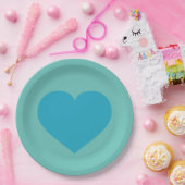 Türkisblaues Herzpapier Pappteller (Party)