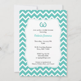 Türkisblaues Horseshos Brautparty Zickzack Einladu Einladung