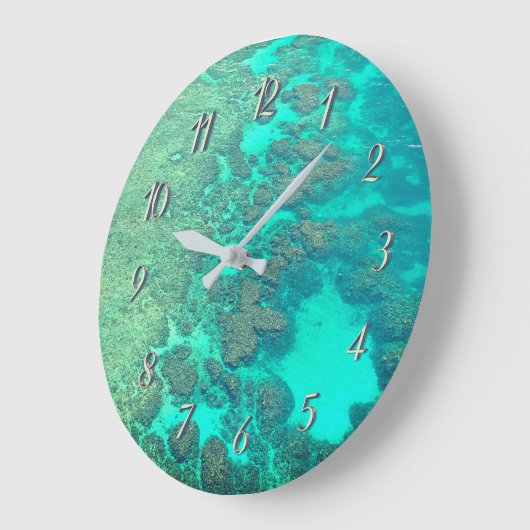 Türkisblaues Korallenriff Große Wanduhr (Winkel)