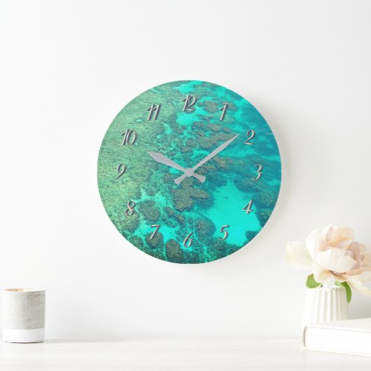Türkisblaues Korallenriff Große Wanduhr (Zuhause)