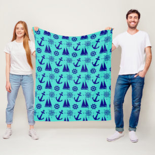 Türkisblaues Küstenschiff Fleecedecke