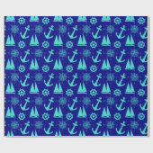 Türkisblaues Küstenschiff Geschenkpapier (Flach)