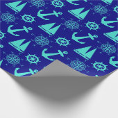Türkisblaues Küstenschiff Geschenkpapier (Ecke)