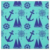 Türkisblaues Küstenschiff Stoff (Muster)
