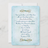 Türkisblaues Makro auf abgerissenem Papier Einladung (Rückseite)