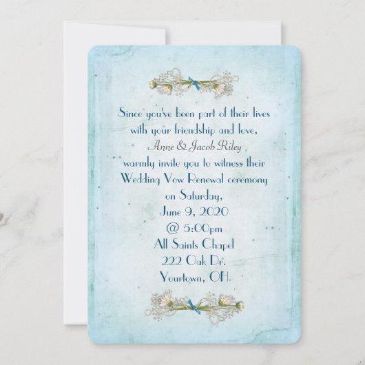 Türkisblaues Makro auf abgerissenem Papier Einladung (Rückseite)