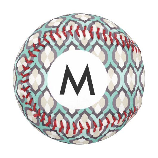Türkisblaues marokkanisches Muster Baseball (Vorderseite Links)