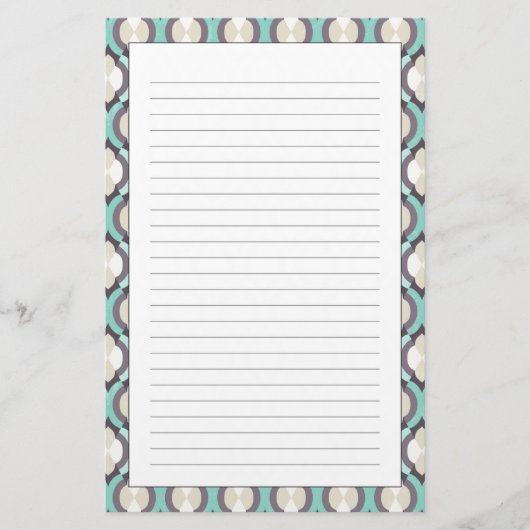 Türkisblaues marokkanisches Muster Briefpapier (Vorderseite)