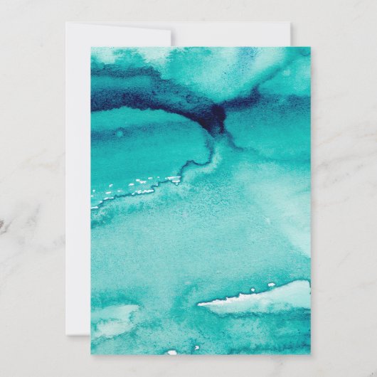 Türkisblaues Meer Aquamarin Wasserfarben Hochzeit  Einladung (Rückseite)