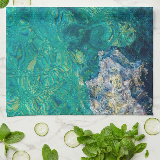 Türkisblaues Meer Geschirrtuch (Gefaltet)
