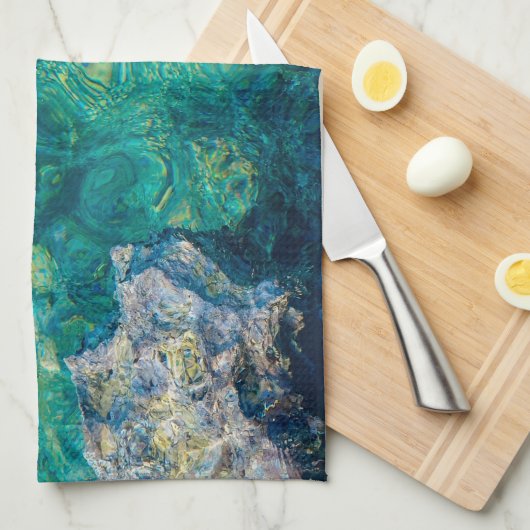 Türkisblaues Meer Geschirrtuch (Viertel Falte)