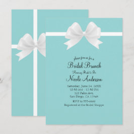 Türkisblaues Minimales Weißes Brautparty Einladung