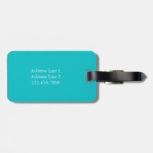 Türkisblaues Monogramm Gepäckanhänger (Rückseite horizontal)