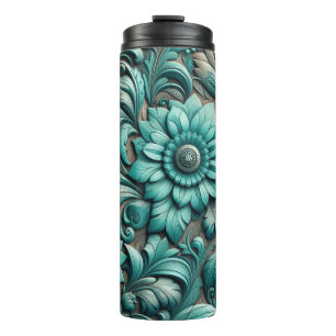 Türkisblaues Muster Türkisblau Aquamarin Thermosbecher