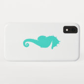 Türkisblaues Pferd auf Weiß Case-Mate iPhone Hülle (Rückseite (Horizontal))