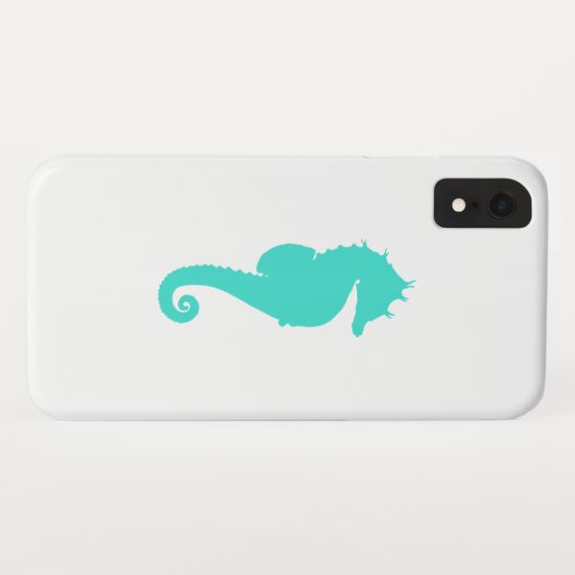 Türkisblaues Pferd auf Weiß Case-Mate iPhone Hülle (Rückseite (Horizontal))