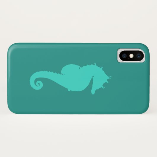 Türkisblaues Pferd Case-Mate iPhone Hülle (Rückseite (Horizontal))