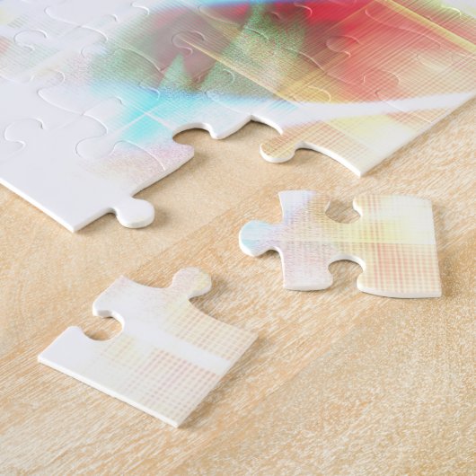 Türkisblaues Rad auf rotem Abstrakt Puzzle (Seite)