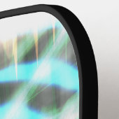 Türkisblaues Rad auf schwarzem Abstrakt Pickleball Schläger (Linke Seite)