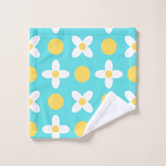 Türkisblaues Retro-Blumenmuster Waschlappen (Waschlappen)