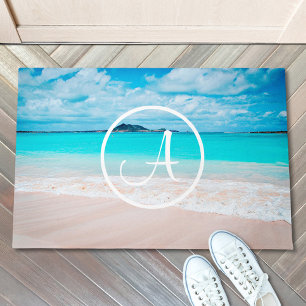 Türkisblaues Sandstrand Foto Fußmatte