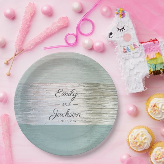 Türkisblaues Silbermeer Hochzeitsempfang Pappteller (Party)