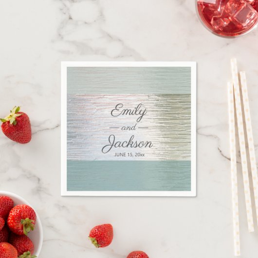 Türkisblaues Silbermeer Hochzeitsempfang Serviette (Beispiel)