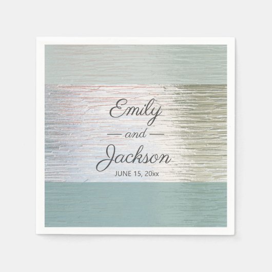 Türkisblaues Silbermeer Hochzeitsempfang Serviette (Vorderseite)