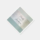 Türkisblaues Silbermeer Hochzeitsempfang Serviette (Ecke)