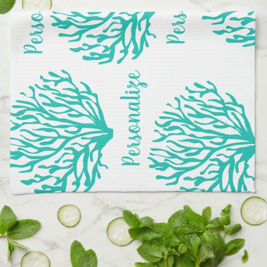 Türkisblaues und weißes Korallenriff Leben im Ozea Geschirrtuch (Gefaltet)