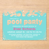 Türkisblaues Wasser Schlaglöcher Girl Birthday Poo Acryleinladungen (Vorderseite)