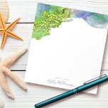 Türkisblaues Wasser Spritzer modern Notizblock<br><div class="desc">Weich graue handgeschriebene Typografie und reiche, grüne, blaue, türkisfarbene und goldene Aquarellfarben-Wirbel und Spritzer überlagern dieses schicke, elegante, moderne individuelle Name-Notizblock. Macht jedes Mal, wenn Sie während Ihres Arbeitstages eine Notiz machen, eine lustige und stilvolle Aussage. Macht ein nachdenkliches, maßgeschneidertes Geschenk für einen Freund oder Sie selbst! Geben Sie einfach...</div>
