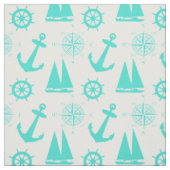 Türkisblaues weißes Küstenschiff Stoff (Muster)