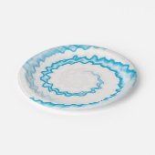 Türkisblaues, weißes Swirl gefärbte Krawatte Party Pappteller (Schrägansicht)