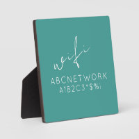 Türkisblaues WLAN-Passwort-Zeichen mit Easel Stand