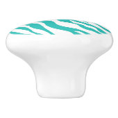 Türkisblaues Zebra Leopard-Monogramm Keramikknauf (Seitenansicht)