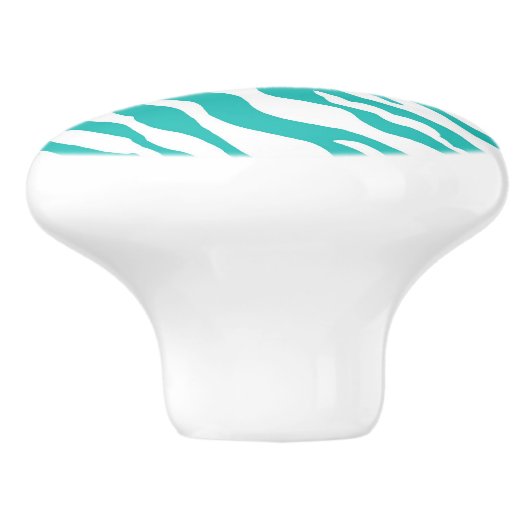 Türkisblaues Zebra Leopard-Monogramm Keramikknauf (Seitenansicht)
