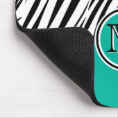 Türkisblaues Zebra Monogram Muster Mousepad (Ecke)