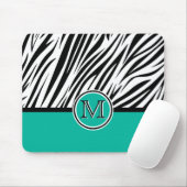 Türkisblaues Zebra Monogram Muster Mousepad (Mit Mouse)