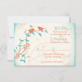 Türkisblauvögel-Blätter Hochzeit RSVP-Antwort RSVP Karte (Vorderseite)