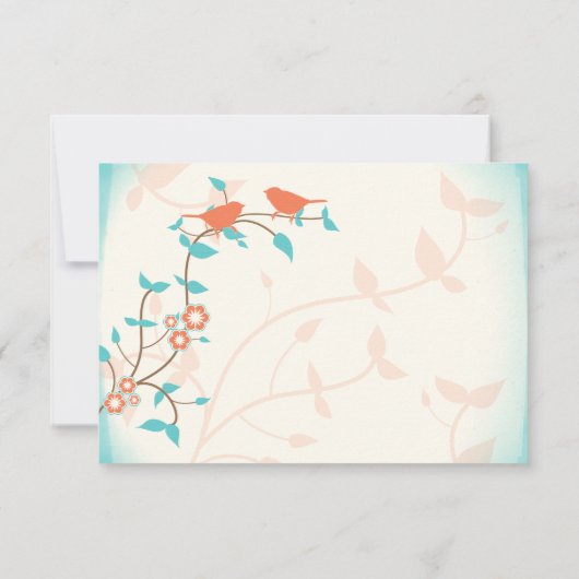 Türkisblauvögel-Blätter Hochzeit RSVP-Antwort RSVP Karte (Rückseite)