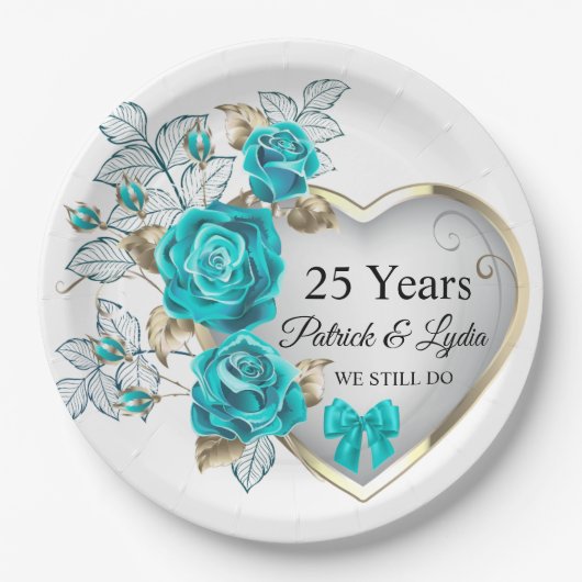 Türkisblume 25. Jubiläum - ich bin immer noch akti Pappteller (Vorderseite)