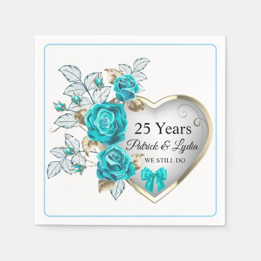 Türkisblume 25. Jubiläum - ich bin immer noch akti Serviette (Vorderseite)