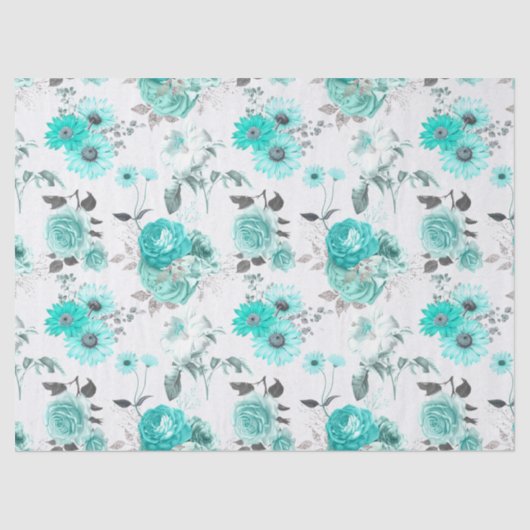 Türkisblume Design 9 Gewebepapier Seidenpapier (Vorderseite)